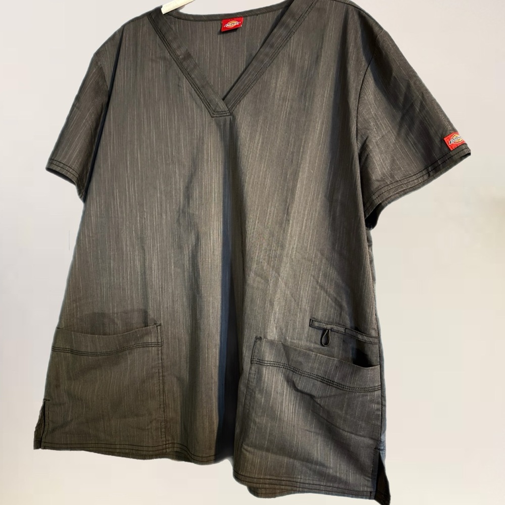 Dickies Charcoal V-Neck Scrub Top